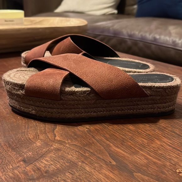 Allsaints Harlem Espadrille Platform Slide Sandal Rust Brown - Picture 4 of 6